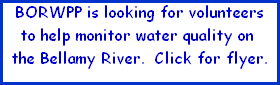 BORWPP is looking for volunteers

























to help monitor water quality on 

























the Bellamy River.  Click for flyer.